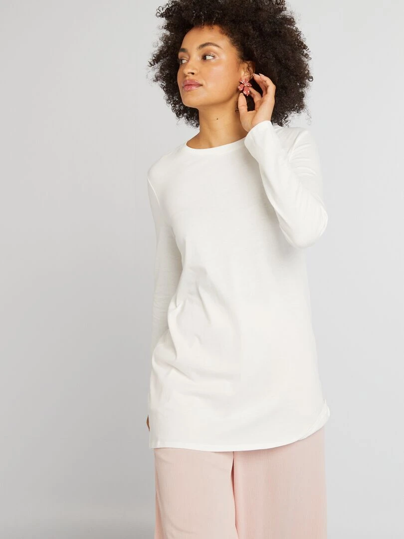 T shirt long à manches longues   Blanc