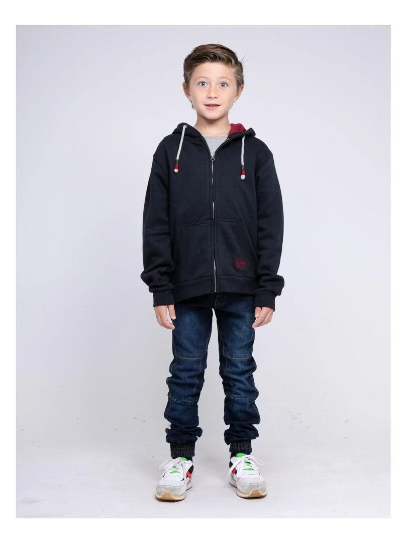 Sweat zippé capuche WAMIN J   Bleu marine