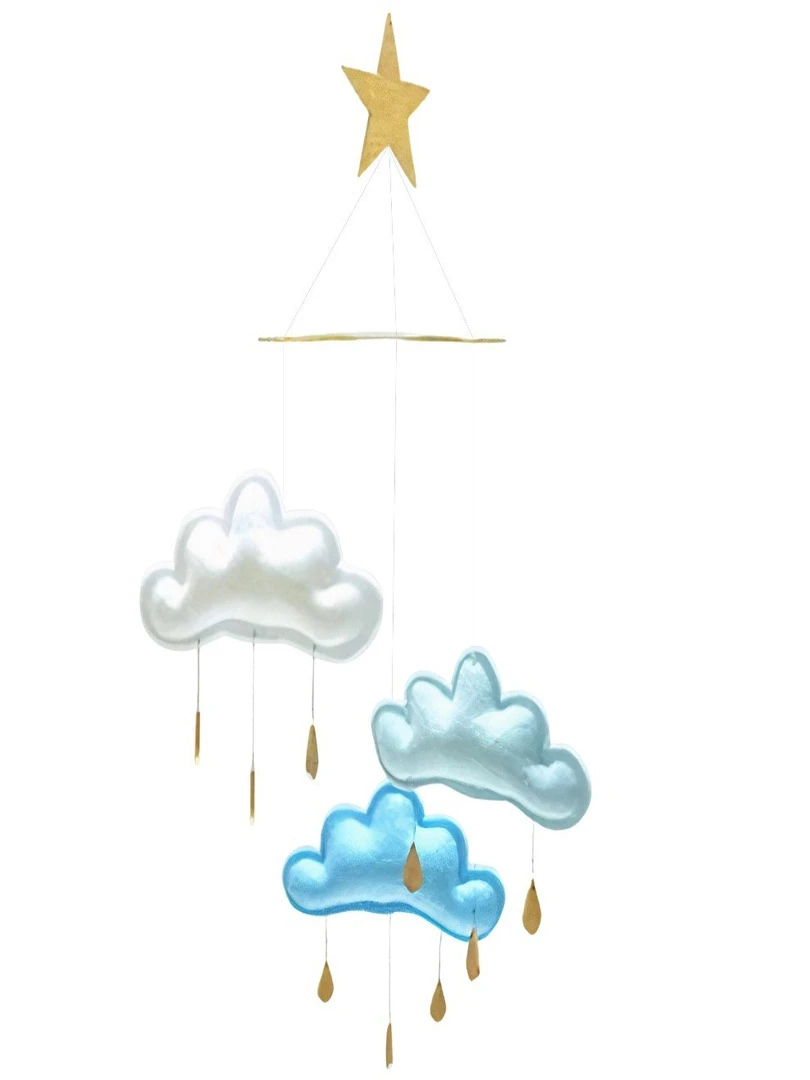 Mobile Étoile 3 Nuages et Gouttes Dorées Paul Bleu