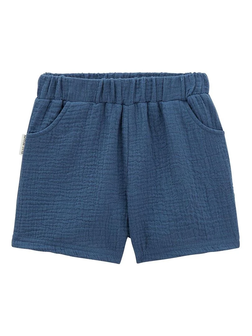 Short bébé en gaze de coton Belem Bleu
