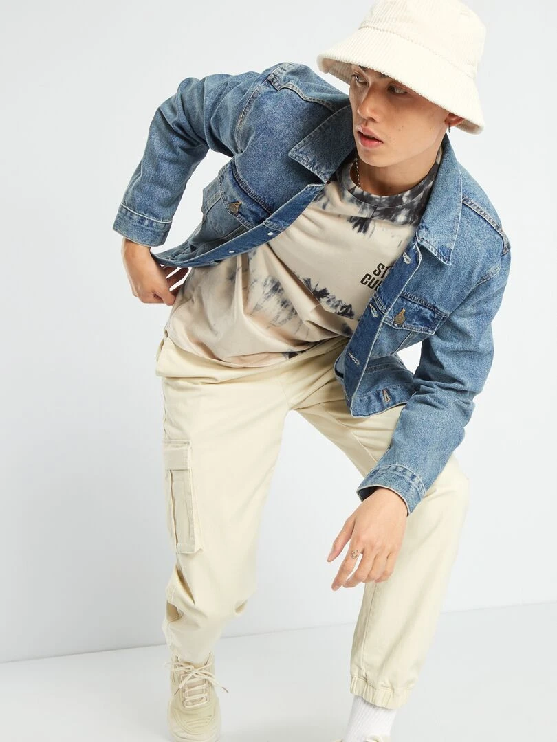 T shirt en jersey tie and dye Gris/beige
