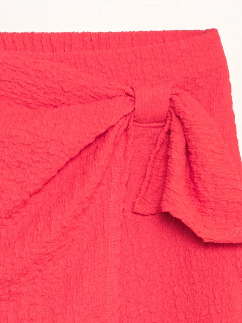 Jupe short en maille gaufrée   Rouge