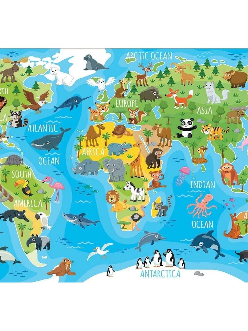 Puzzle 150 pièces : Mappemonde animaux N/A