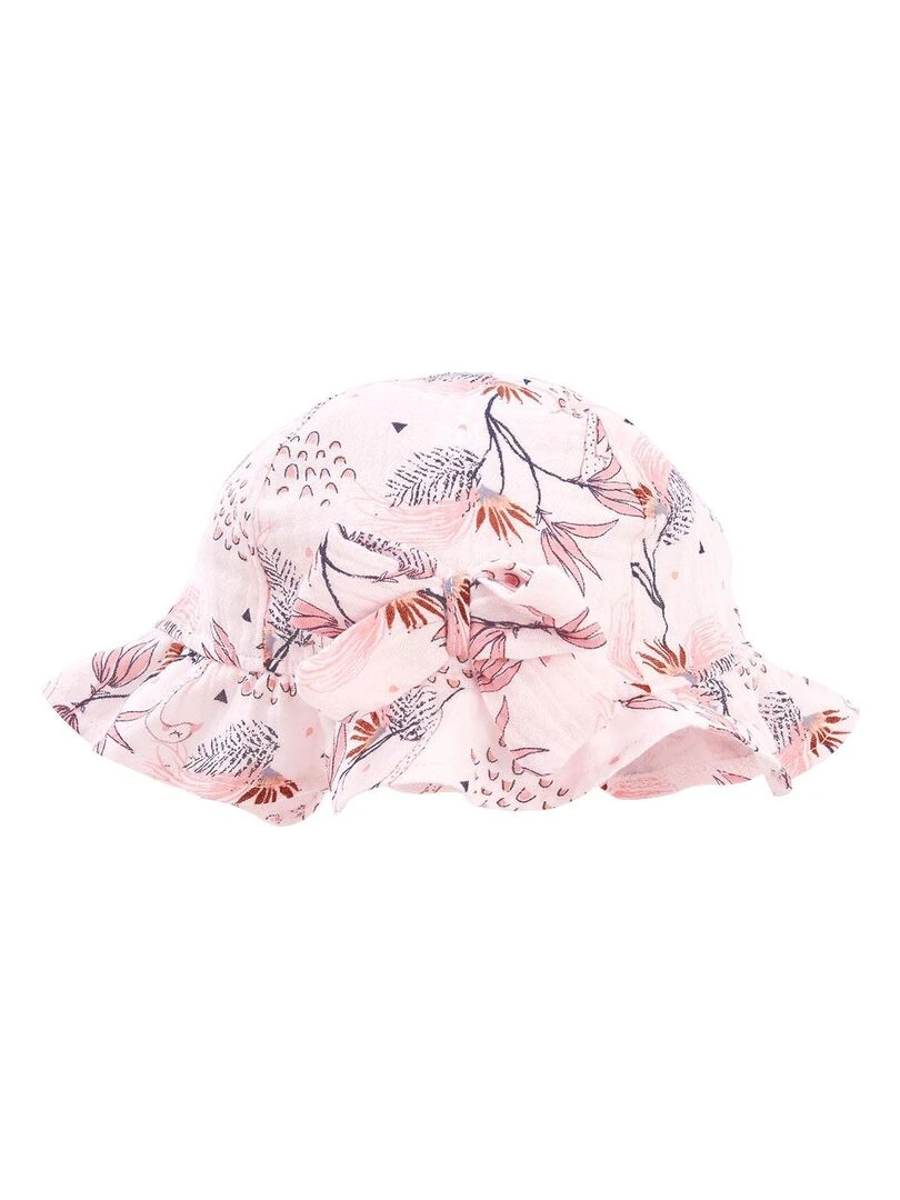 Barboteuse bébé et chapeau en gaze de coton Exotic Bird   Rose