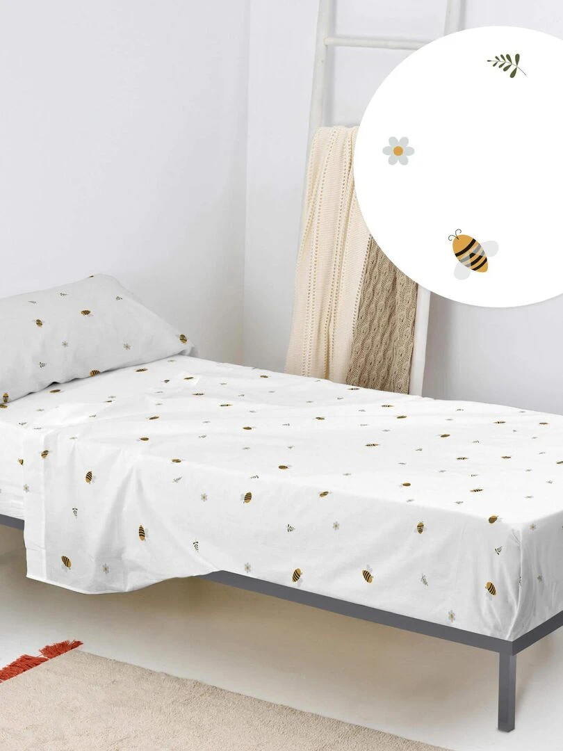 Parure de lit 2 pièces Honey "Happyfriday" Blanc