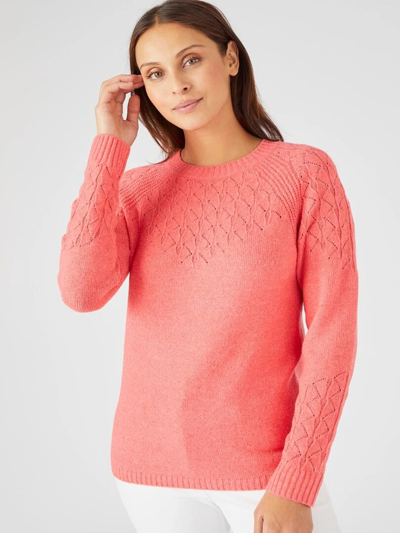 Pull maille fantaisie Damart Rose