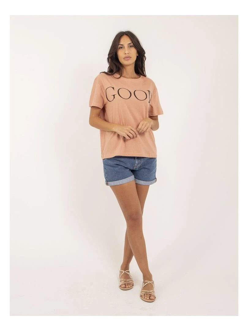 T shirt col rond coton message FROM   Rose