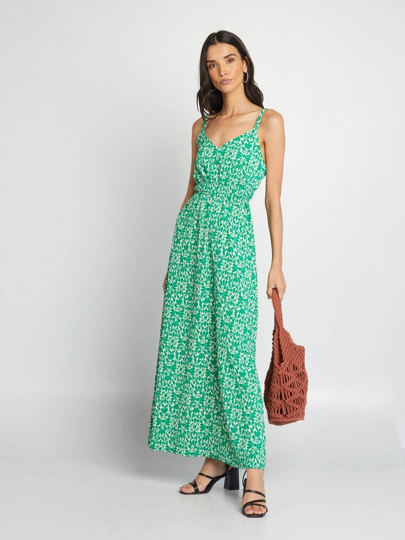 Robe longue en maille crêpe   Vert