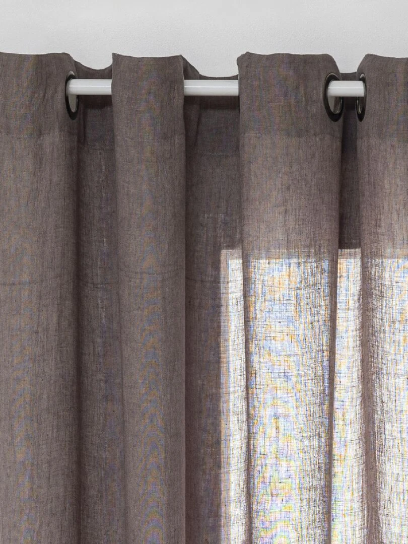 Rideau Voilage  100% lin bourdon noir   Gris clair