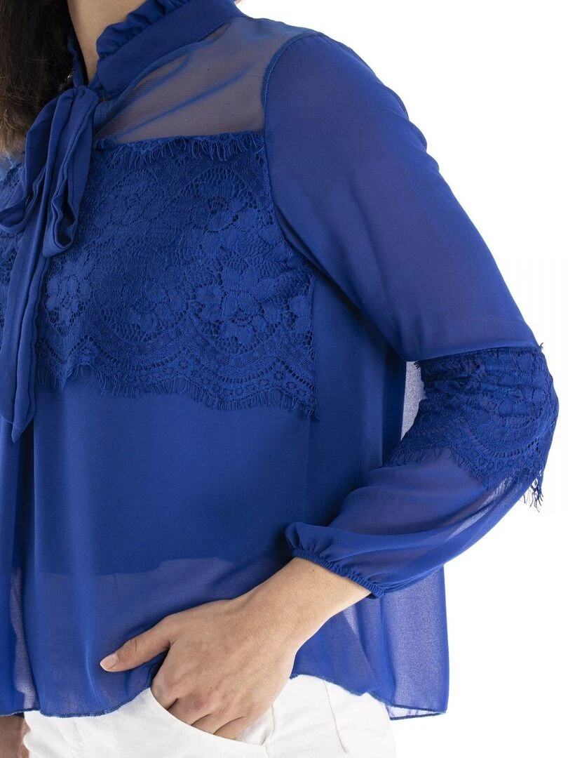 Chemisier cravate CUSTY   Gérard Pasquier   Bleu roi