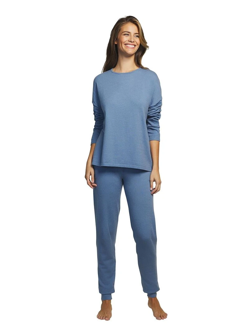 Tenue détente et intérieur pyjama pantalon haut Tricot Bleu