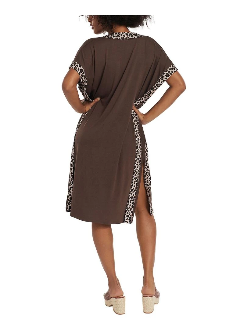 Caftan de plage mi long Veracruz   Marron