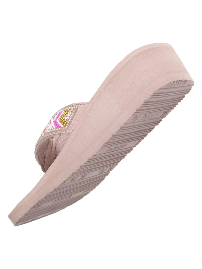 Tongs Femme perles talon Taupe   Taupe