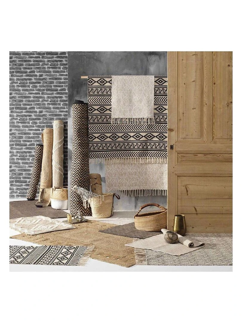 Tapis rectangulaire en jute et coton Livio   Beige