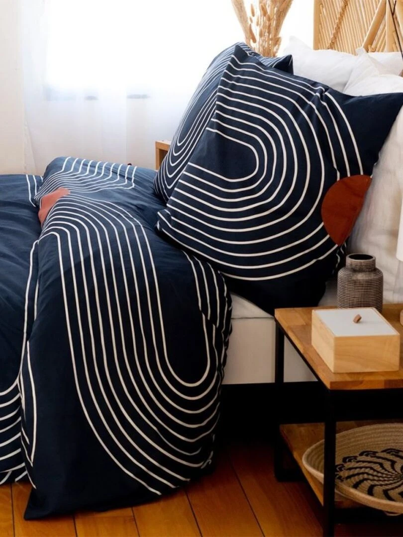 Housse de couette  Cuts + taie(s) 100% coton 57 fils   Bleu