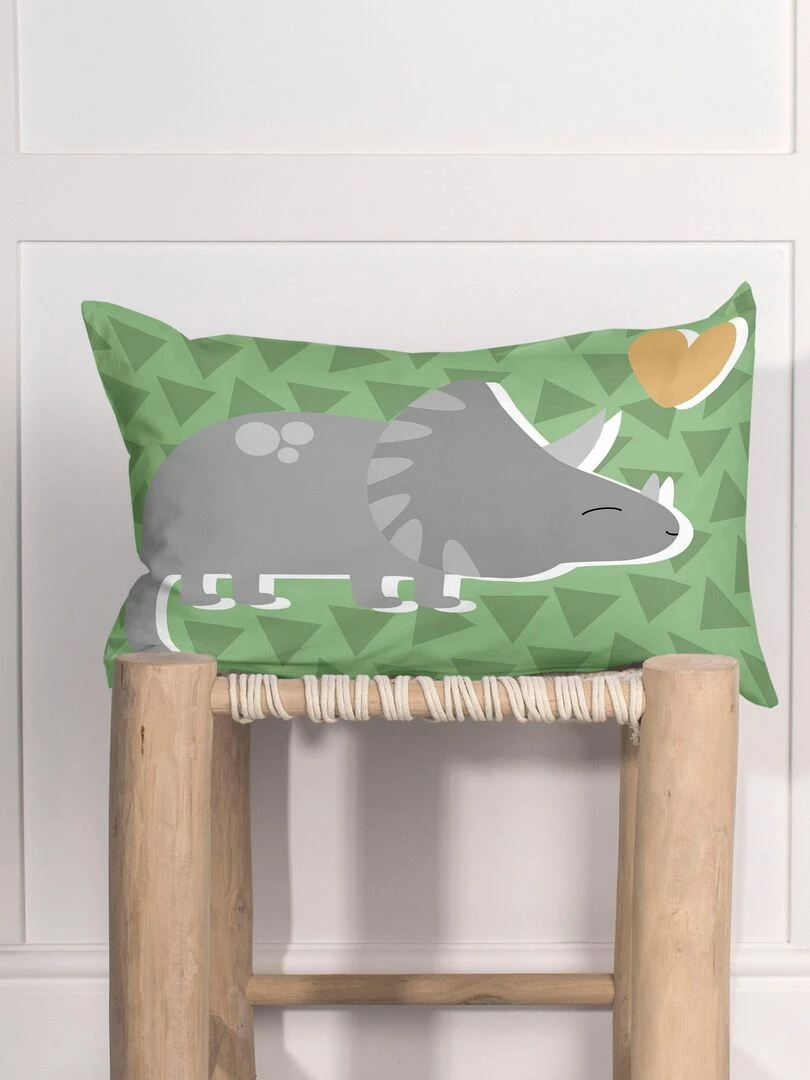 Housse de coussin Happydino "Happyfriday"   Blanc