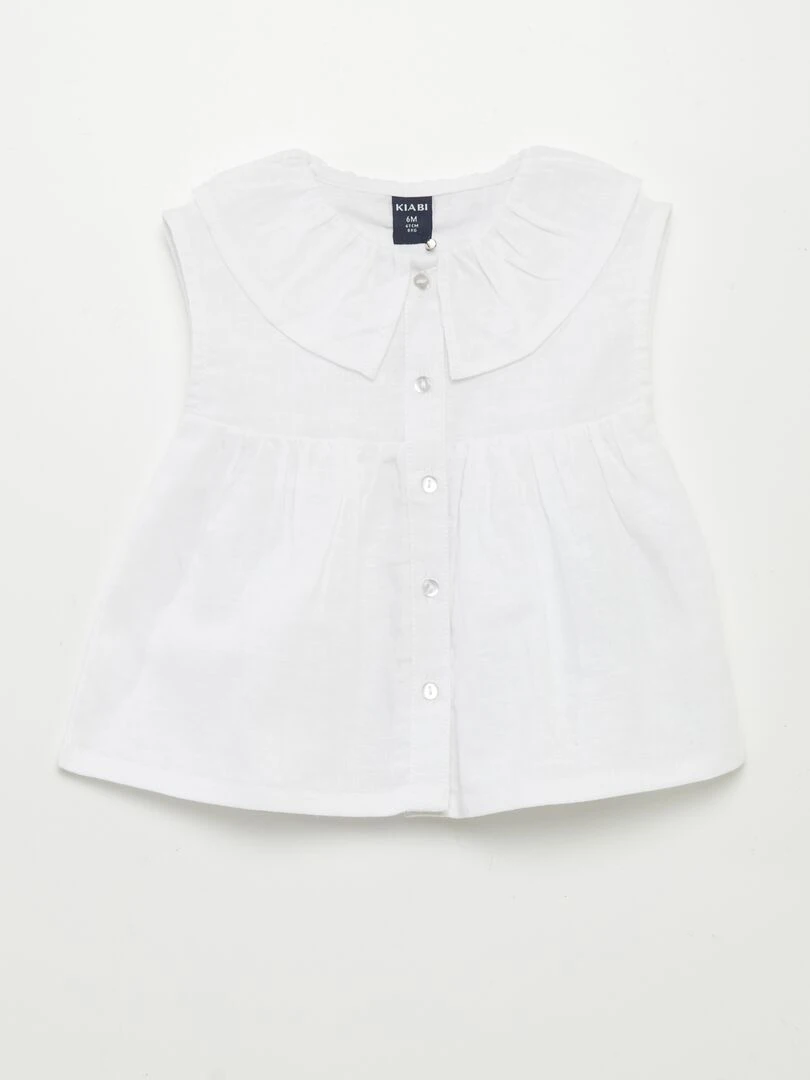 Blouse col claudine en lin blanc