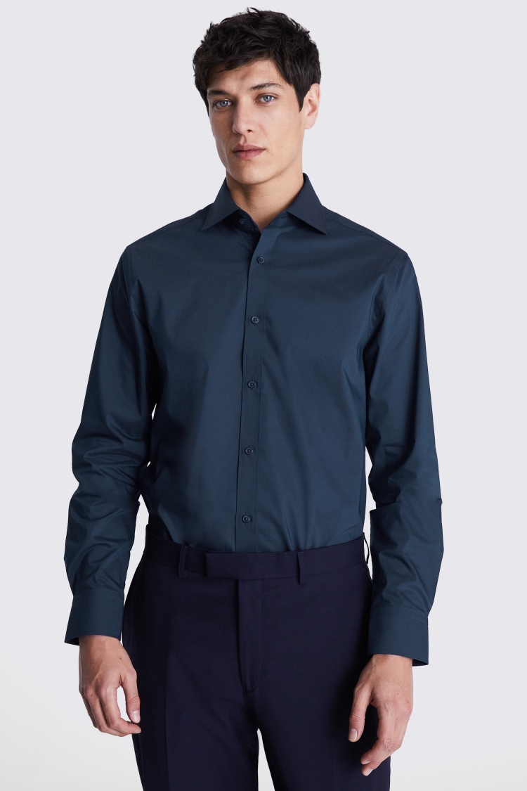 Tailored Fit Dark Blue Stretch Shirt Buy Online at Moss