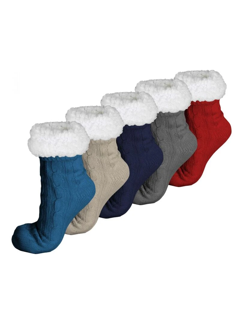 Paire de chaussettes  chaussons polaires mixtes   Taille 40 45   Vivezen   Bleu marine