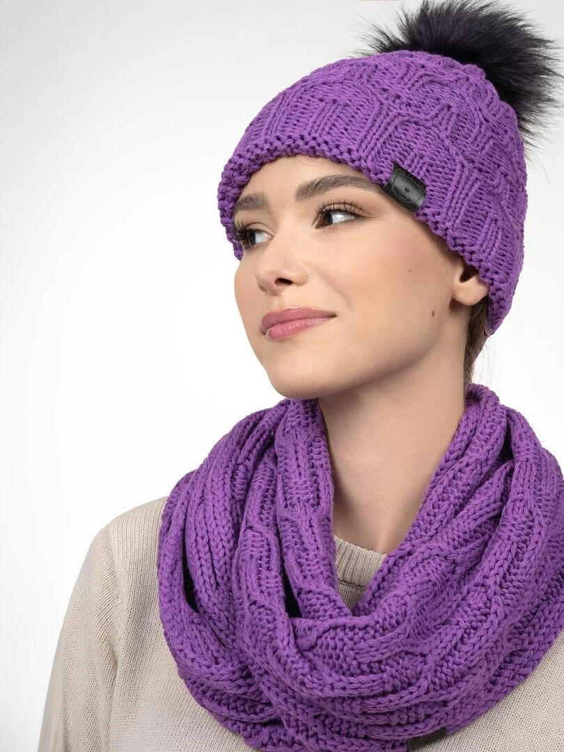 Ensemble Snood Bonnet Maribel Made in UE Violet