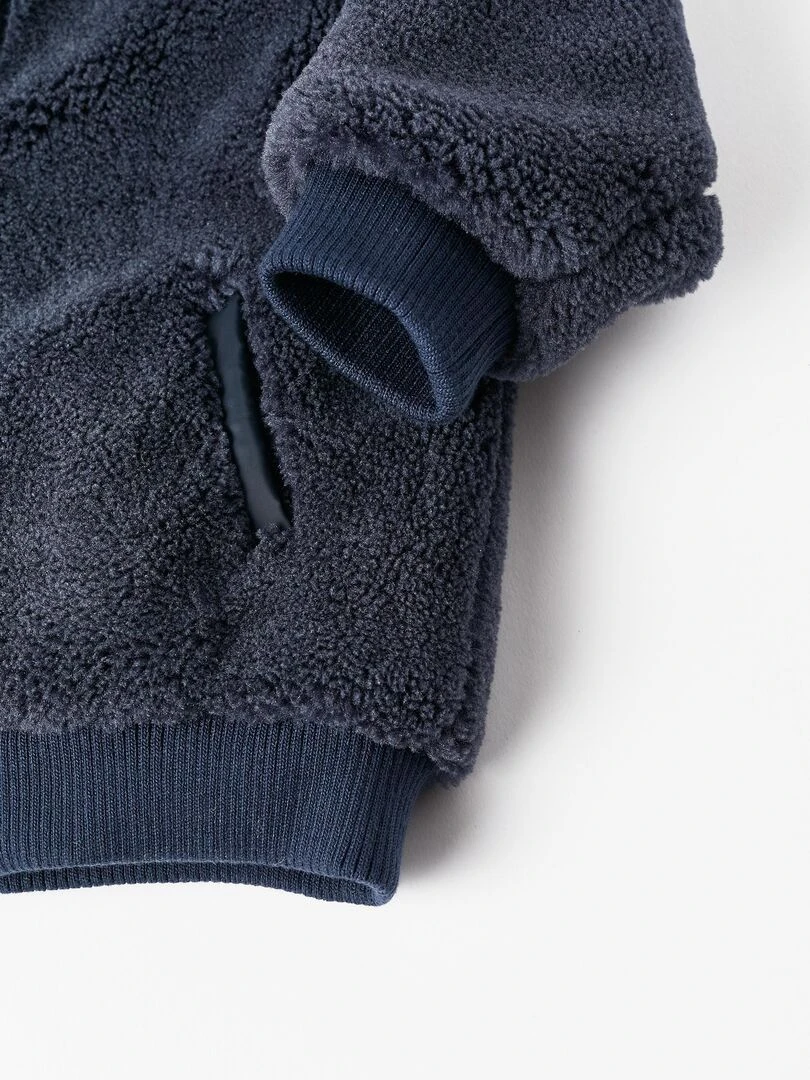 Manteau en Sherpa avec Capuche pour Bébé Garçon   ACE CLUBS   Bleu foncé