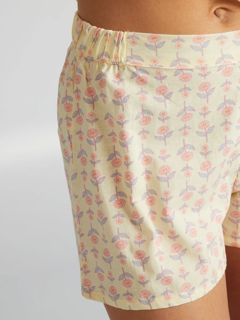 Ensemble pyjama chemise + short   Jaune