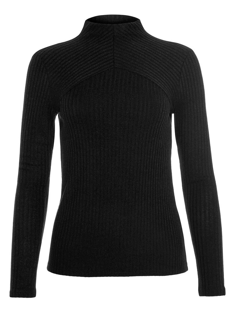 Top col montant manches longues Cosy   Noir