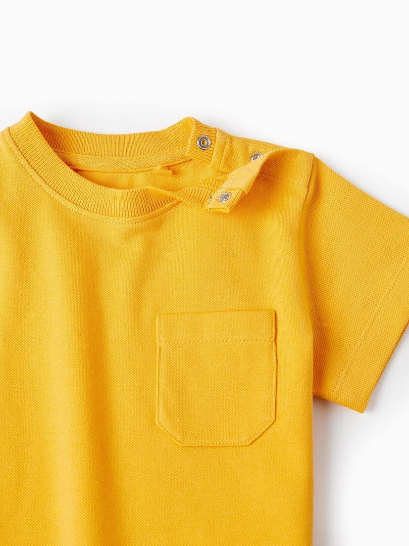 T shirt à manches courtes en piqué de coton pour bébé garçon manches courtes MATISSE   Jaune