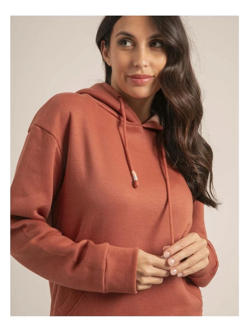 Sweatshirt capuche YZIA   Rouge brique