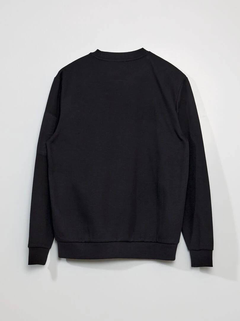 Sweat en piqué de coton   Noir