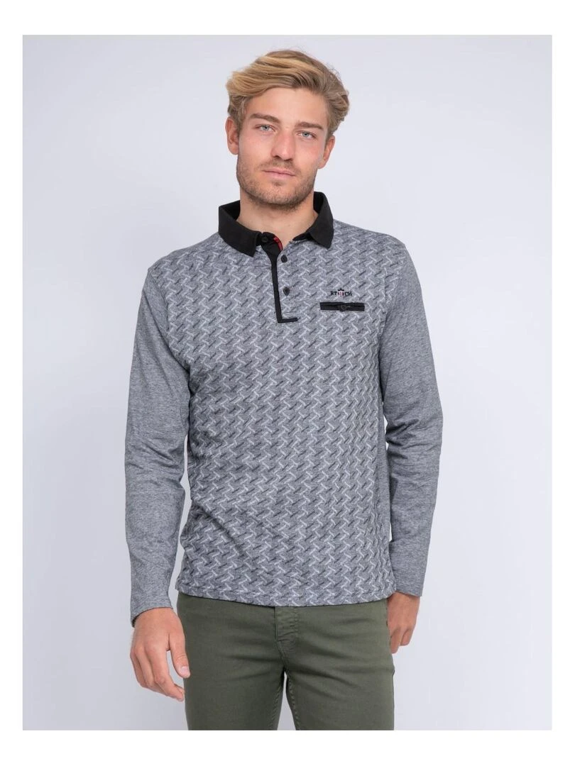 Polo manches longues pur coton PLOVIS Noir