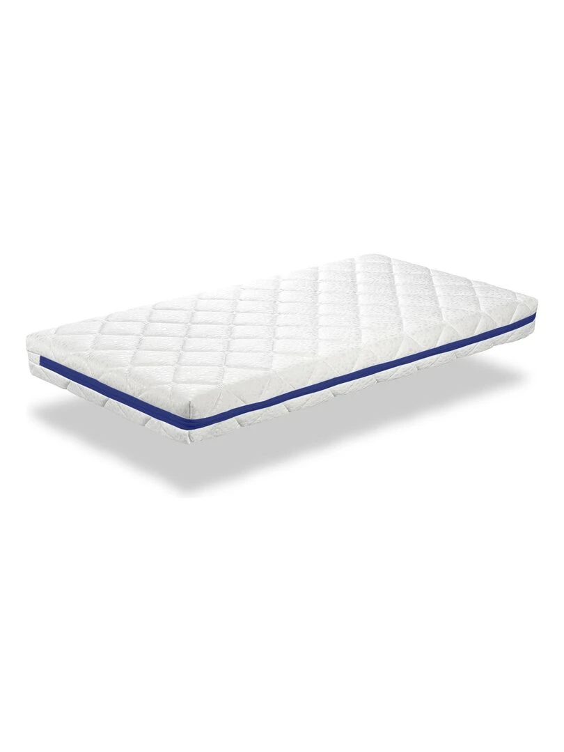 Matelas bebe 67X137 HERMES mousse Epaisseur 11 CM Respirante et Dehoussable. Fermete ideale Blanc Bleu