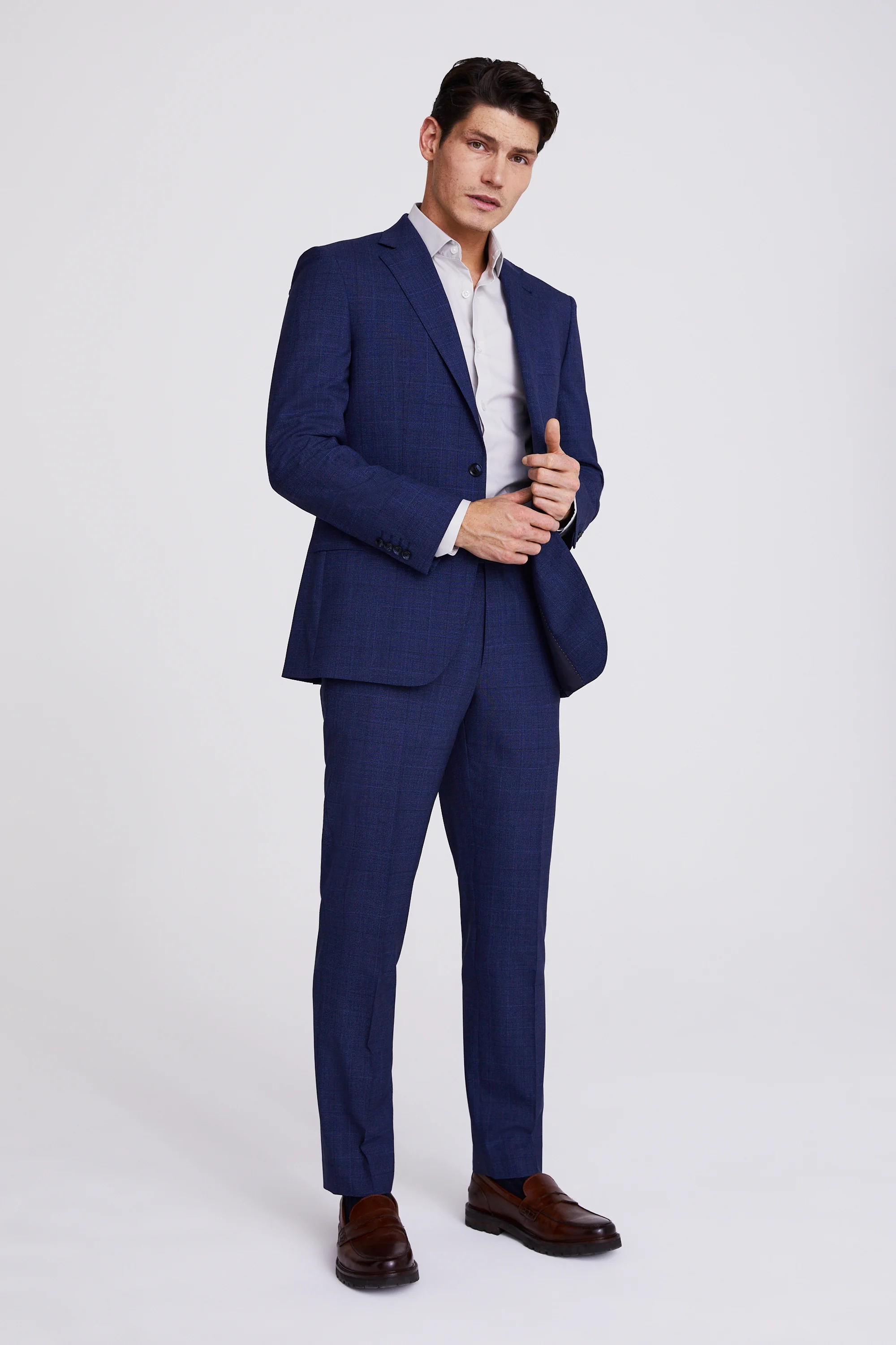 Italian Tailored Fit Blue Check Jacket Buy Online at Moss