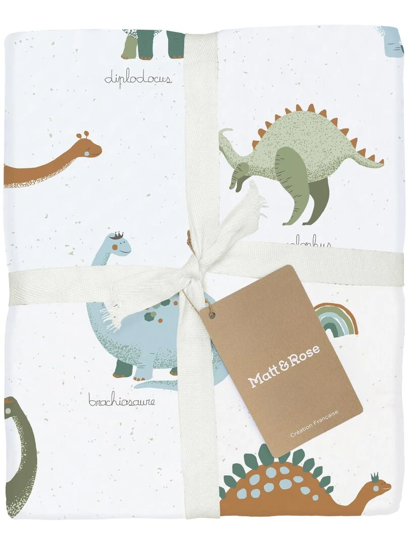 Parure de lit imprimée 100% coton DINOS Blanc
