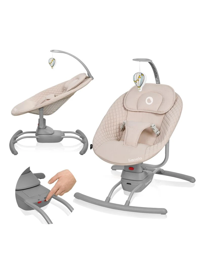 LIONELO Rio Transat et Balancelle Électrique Bébé Ttélécommande 3 vitesses de balancement Beige