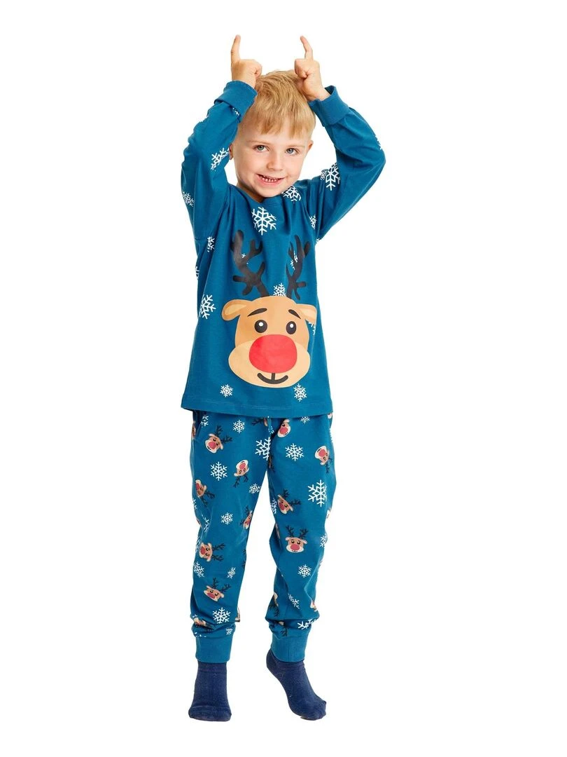 Pyjama de Noël "Tête de Rudolph" junior 100% coton BIO Vert