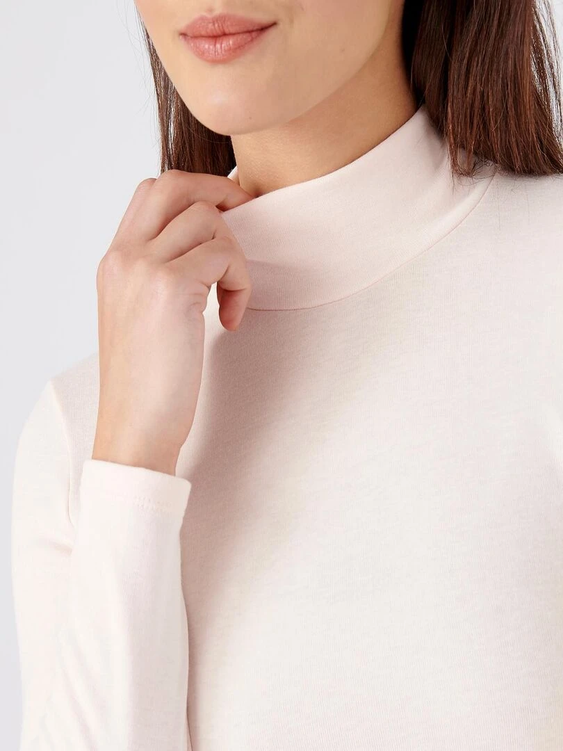 T shirt col montant fine côte  Thermolactyl Sensitive   Damart   Rose pâle