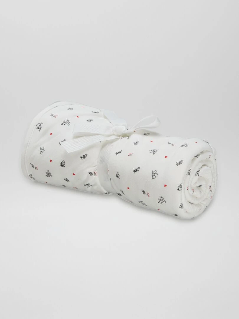 Couverture en polaire   Blanc 'coeur'