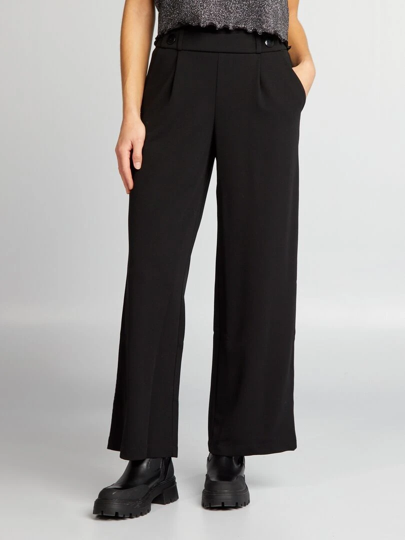 Pantalon large à taille haute noir