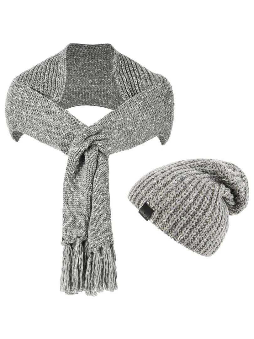 Ensemble Echarpe Bonnet Cabra Made in UE Gris