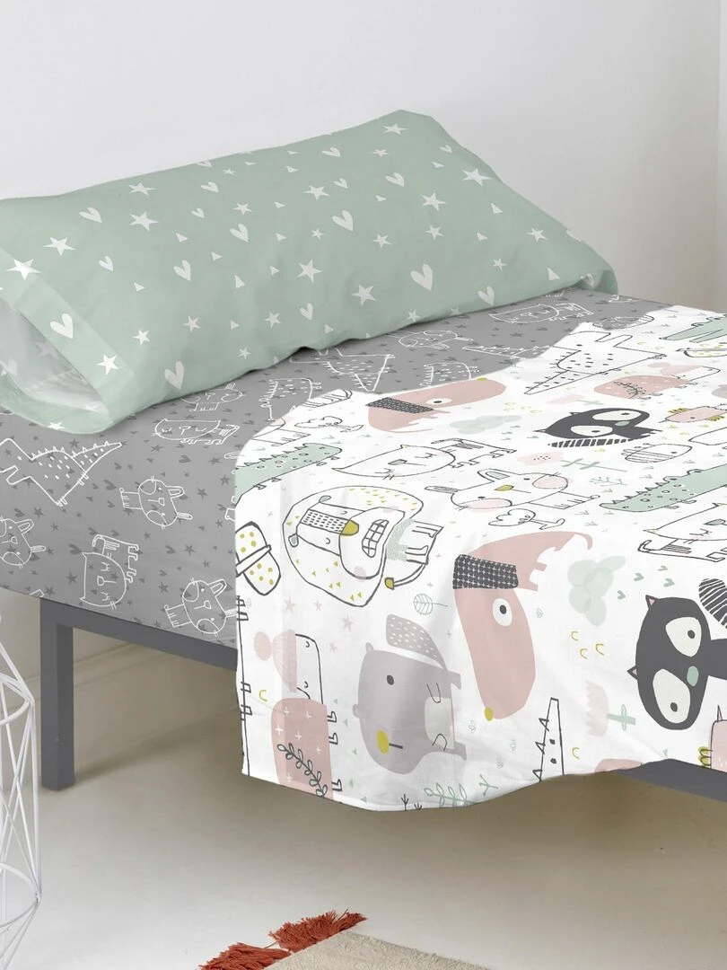 Drap housse Best buddies "Happyfriday" Blanc