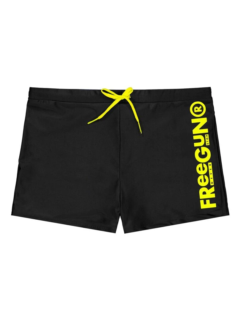 Shorty de bain enfant uni avec logo rubber print couleur Freegun Noir