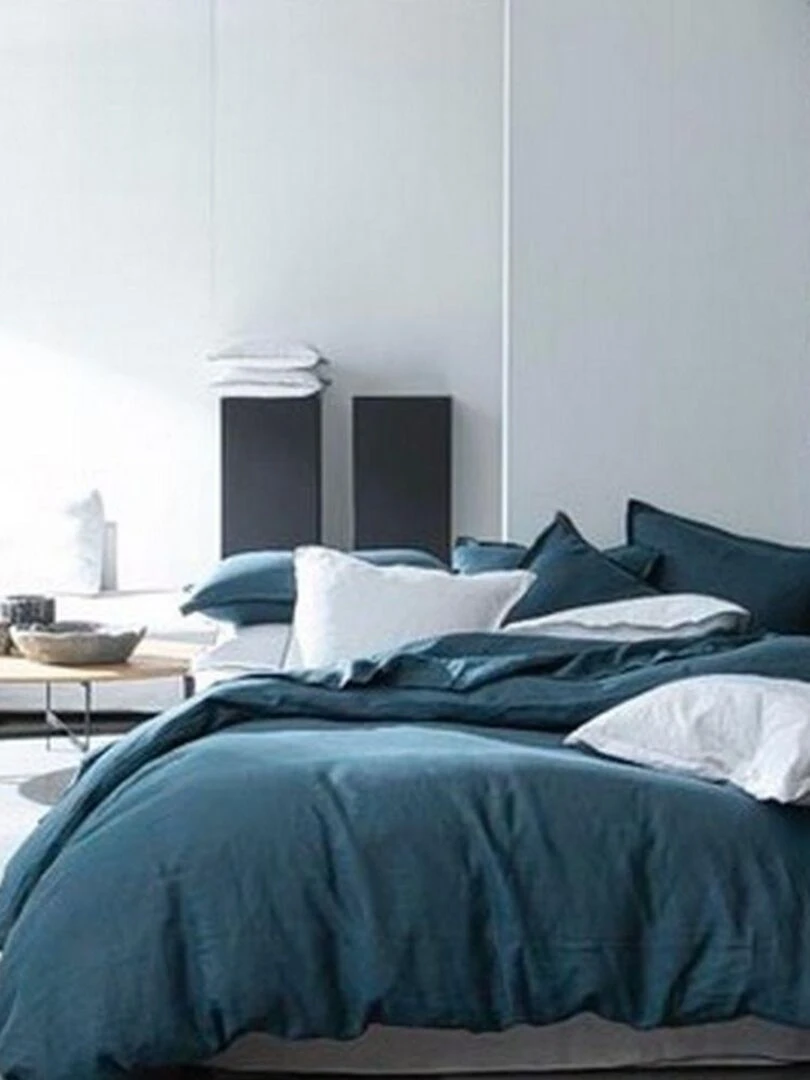 Housse de couette 100% Lin Lavé   Vert émeraude