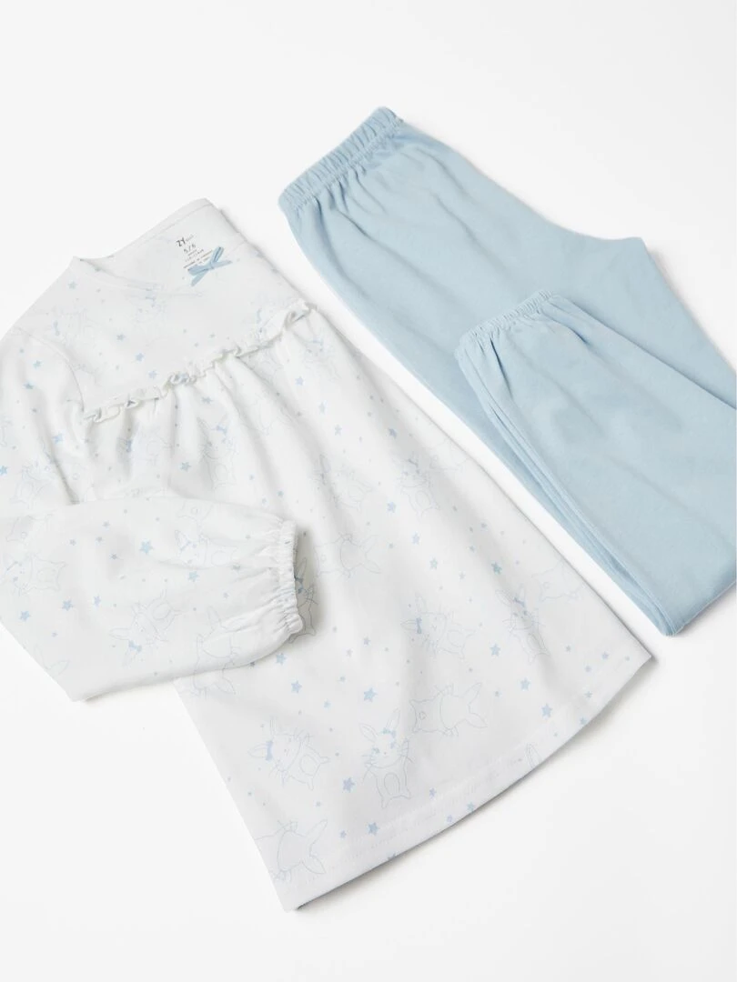 Pyjama en Coton Fille 'Bunny' manches longues  ESSENTIALS LINE   Blanc