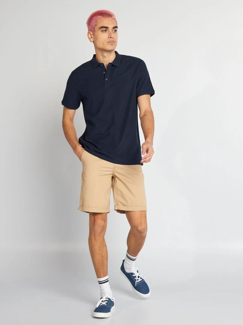 Polo en piqué de coton Bleu marine