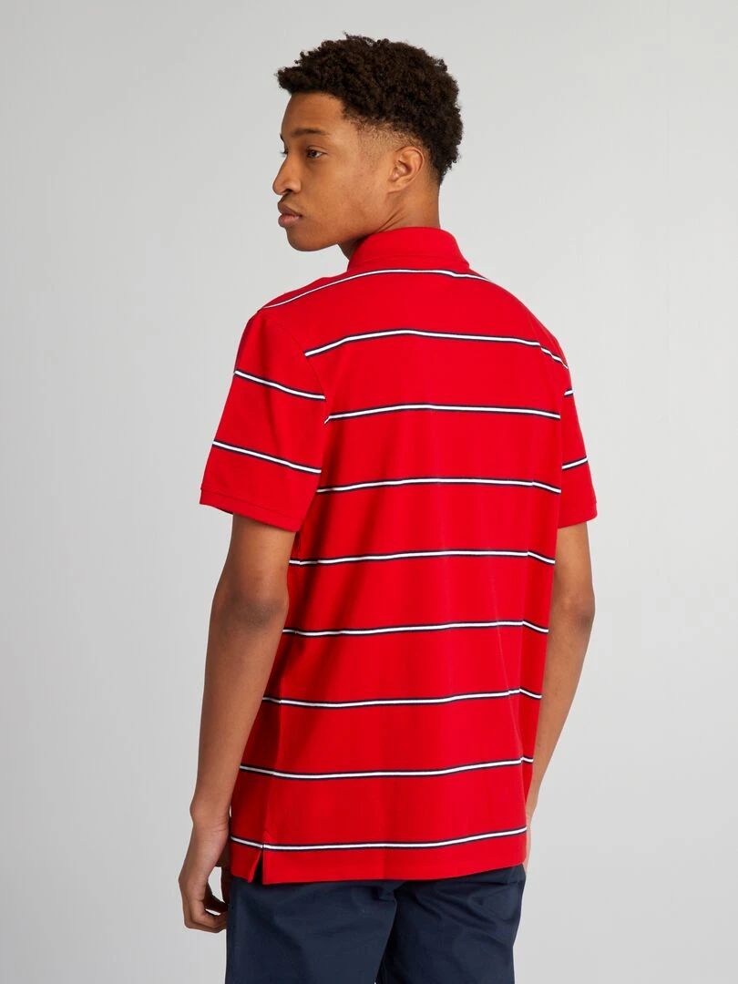 Polo en piqué de coton à rayures + d'1m90   rouge