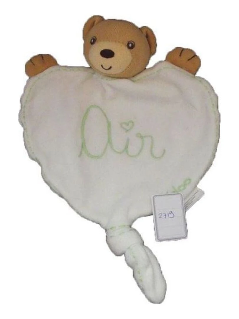 doudou Kaloo Ours Blanc cœur blanc air vert Plat Blanc