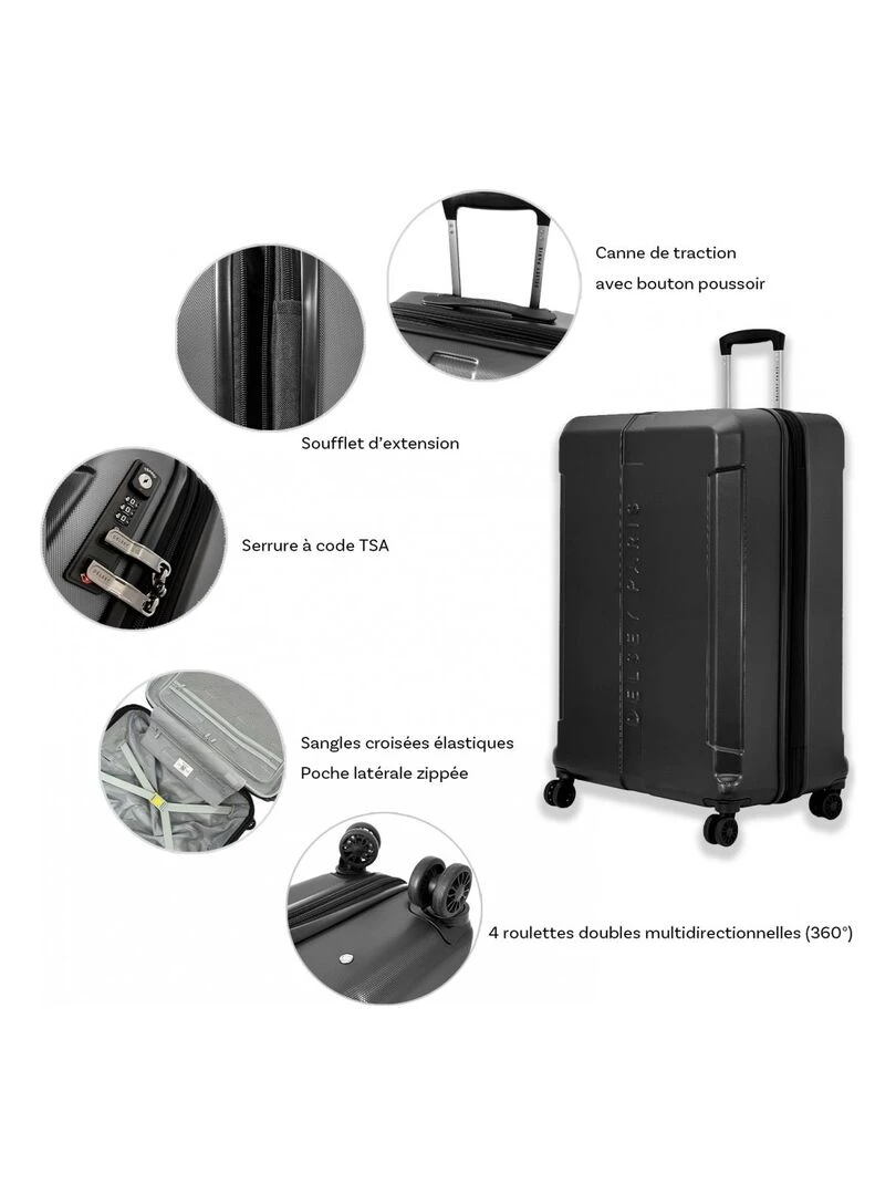 Grande valise rigide extensible Départ TSA 75cm ABS   Noir