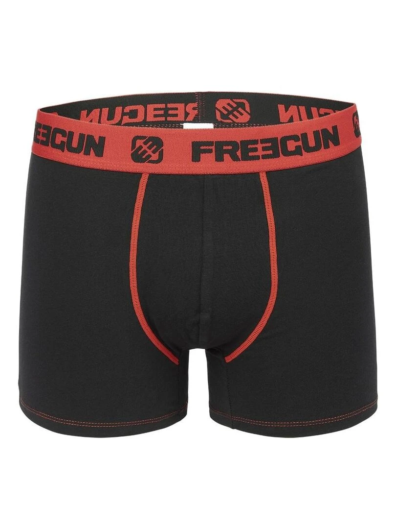 Lot de 2 Boxers garçon coton Uni Freegun   Noir