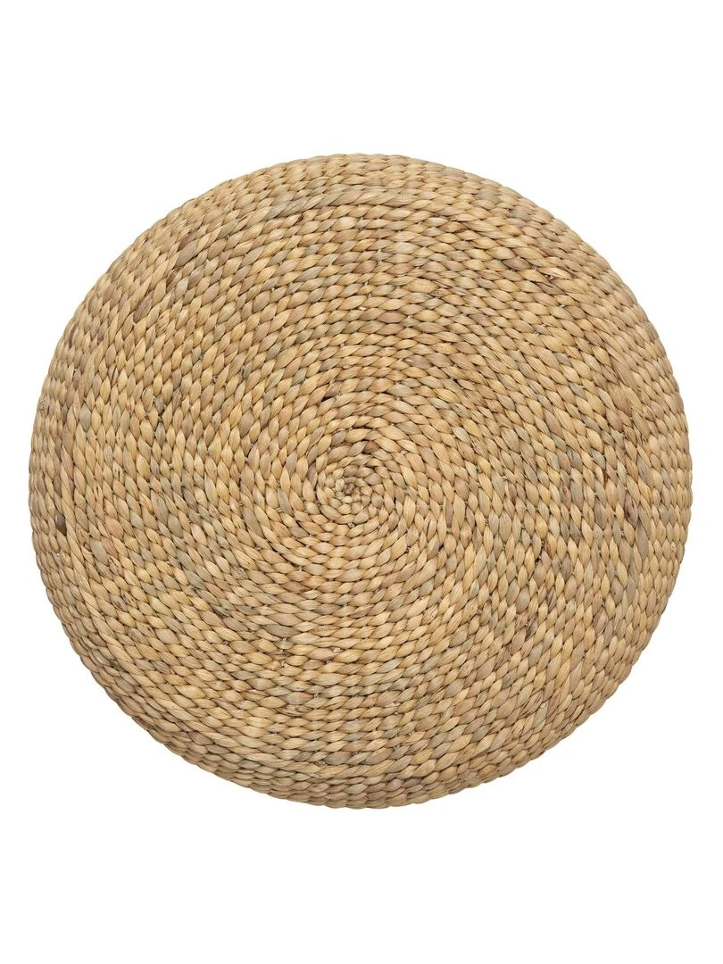 Pouf rond en tresse Beige